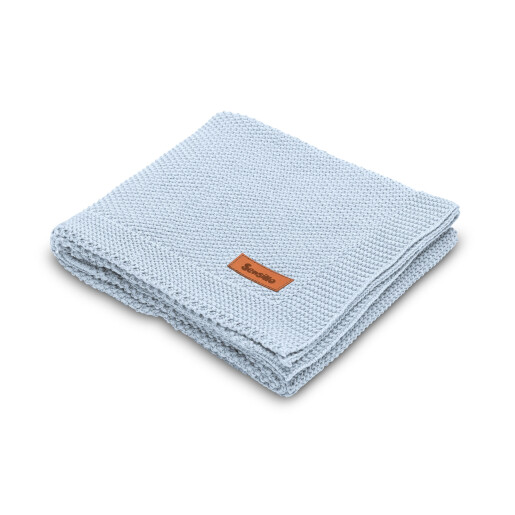 Paturica de bumbac tricotata Sensillo 100x80 cm Albastra