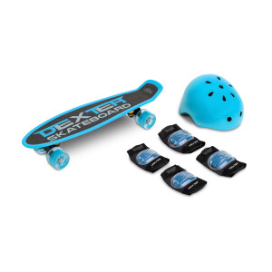 Skateboard cu casca, cotiere si genunchiere Toyz DEXTER Albastru